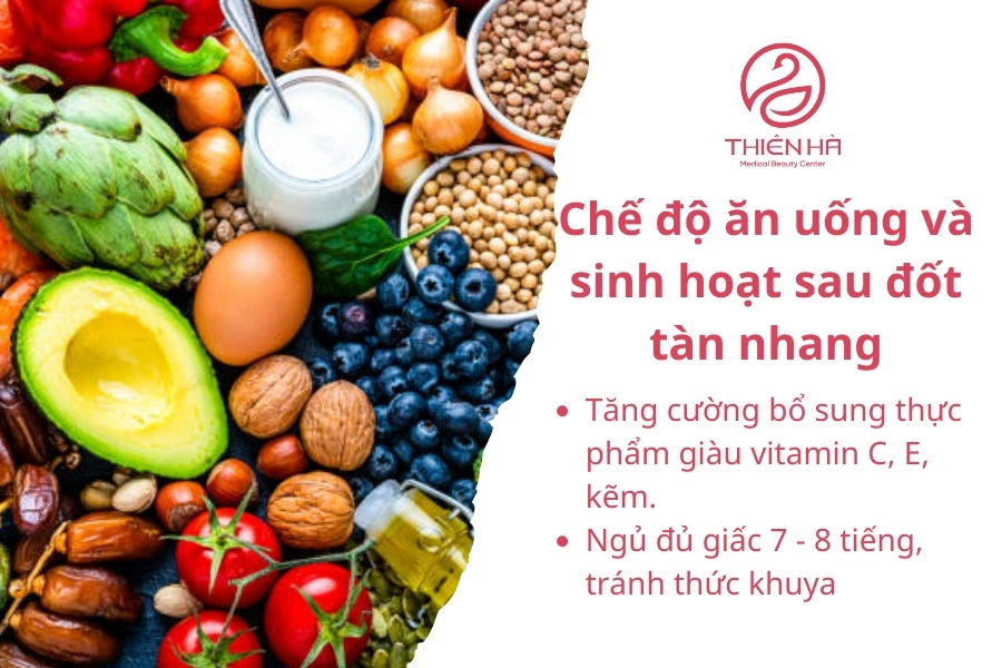 Kết hợp một chế độ ăn uống cân bằng và thói quen sinh hoạt lành mạnh sẽ giúp bạn đạt được hiệu quả phục hồi tốt nhất sau khi đốt tàn nhang. Đây cũng là cách bảo vệ làn da khỏi các tác động tiêu cực trong tương lai.