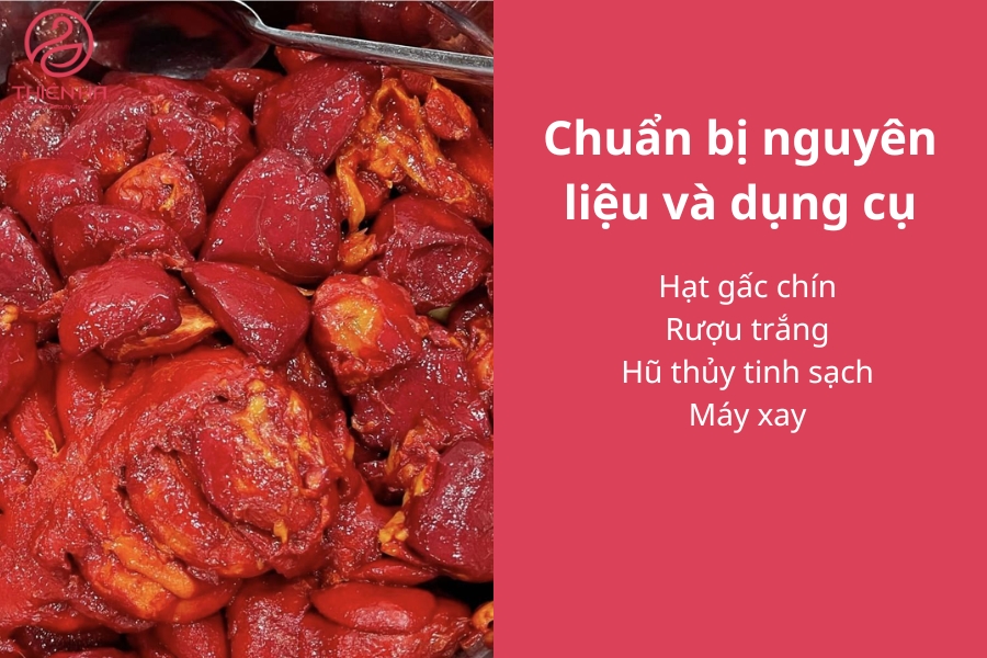Nguyên liệu và dụng cụ ngâm rượu hạt gấc rất đơn giản và dễ tìm