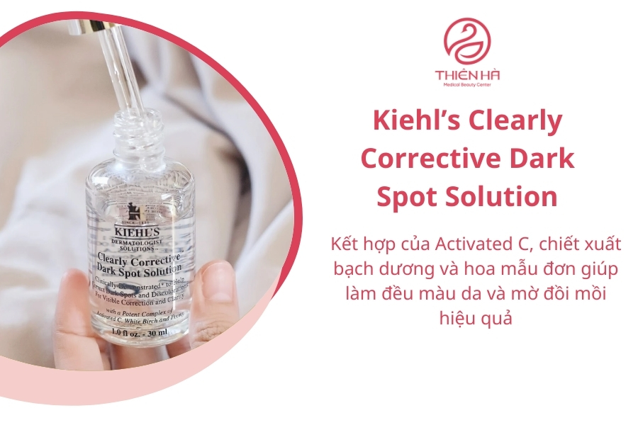 Kiehl’s Clearly Corrective Dark Spot Solution cũng được đánh giá là sản phẩm hỗ trợ điều trị đồi mồi hiệu quả khi kết hợp với các sản phẩm khác