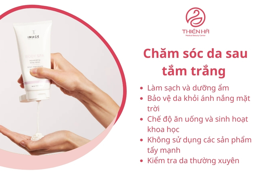 Chăm sóc da sau tắm trắng không chỉ bảo vệ thành quả của liệu trình mà còn là chìa khóa để duy trì làn da sáng khỏe lâu dài. Thực hiện đúng cách và đều đặn, bạn sẽ tự tin hơn với làn da mịn màng, rạng rỡ.