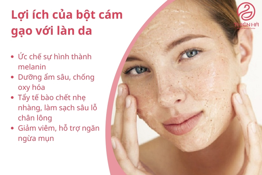 Nhờ sự kết hợp của các thành phần trên, bột cám gạo không chỉ giúp dưỡng trắng mà còn có khả năng cải thiện kết cấu da, làm da mịn màng, săn chắc hơn.