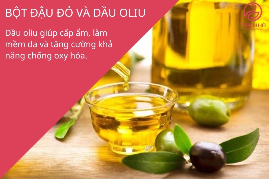 Dầu oliu có công dụng dưỡng ẩm từ sâu bên trong, khi kết hợp với đậu đỏ sẽ mang đến hiệu quả làm sáng toàn diện.