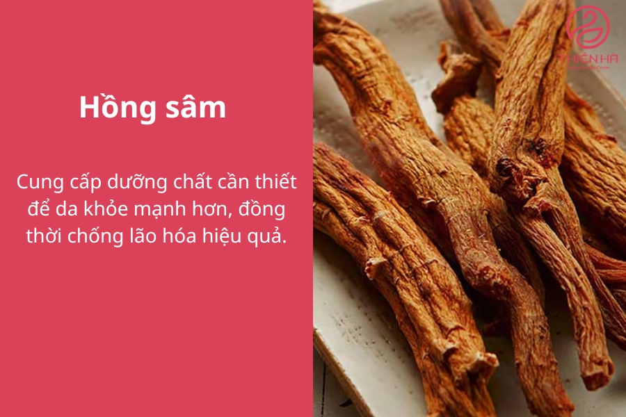 Hồng sâm giúp da khỏe từ bên trong từ đó hấp thu tốt các dưỡng chất, đẩy lùi hắc sắc tố