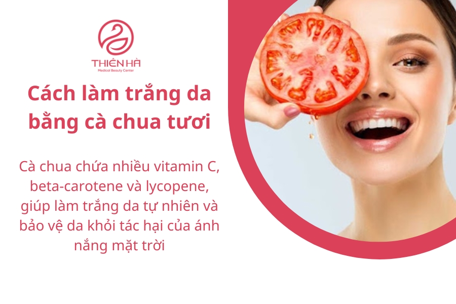 Cà chua tươi có thể sử dụng trực tiếp để làm trắng da, tuy nhiên hiệu quả sẽ khá chậm và phải kiên trì