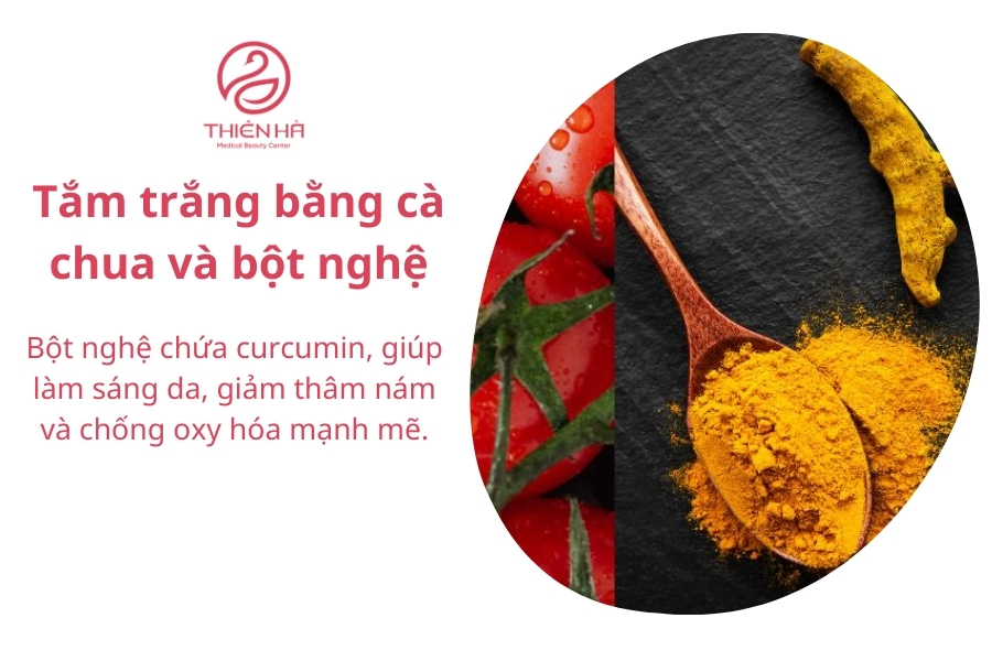 Cà chua và bột nghệ khi kết hợp với nhau sẽ mang lại hiệu quả bật tông trắng sáng sau 2-3 tuần sử dụng kiên trì