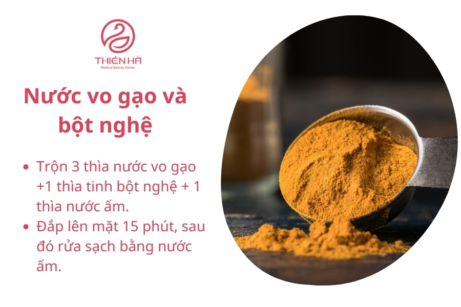 Nước vo gạo và bột nghệ phù hợp với da có vết thâm, da xỉn màu.