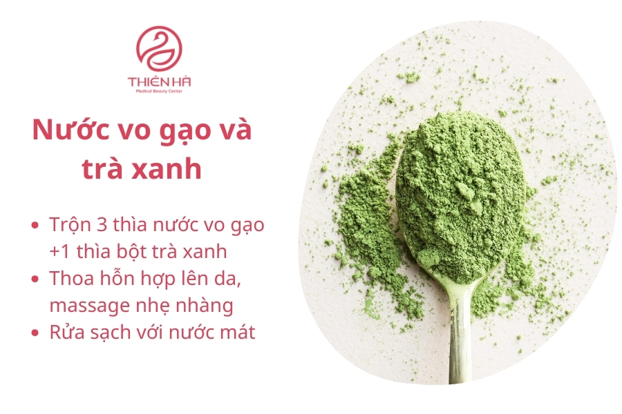 Làm trắng da bằng nước vo gạo và bột trà xanh sẽ phù hợp với người cơ địa da dầu, da bị sạm màu.