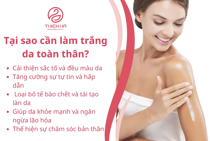 Làm trắng da toàn thân không chỉ mang lại vẻ đẹp tự nhiên mà còn giúp bạn sở hữu làn da khỏe mạnh và mềm mại. Đó là lý do tại sao bạn nên bắt đầu chăm sóc và cải thiện làn da ngay từ hôm nay.