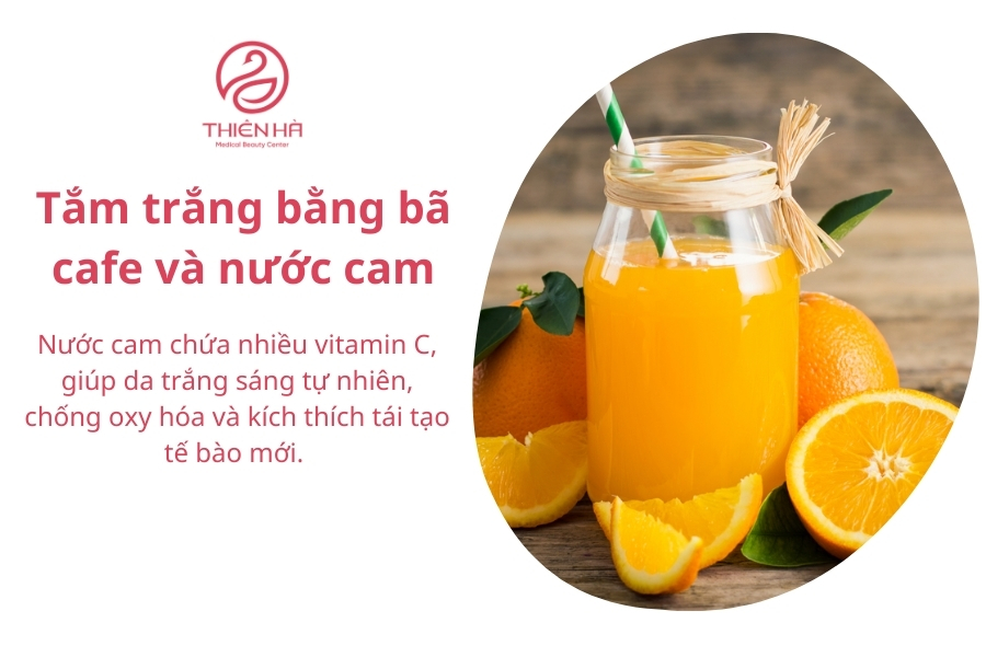 Tắm trắng cafe với nước cam là phương pháp tự nhiên giúp loại bỏ tế bào chết, dưỡng trắng da và làm mịn da.