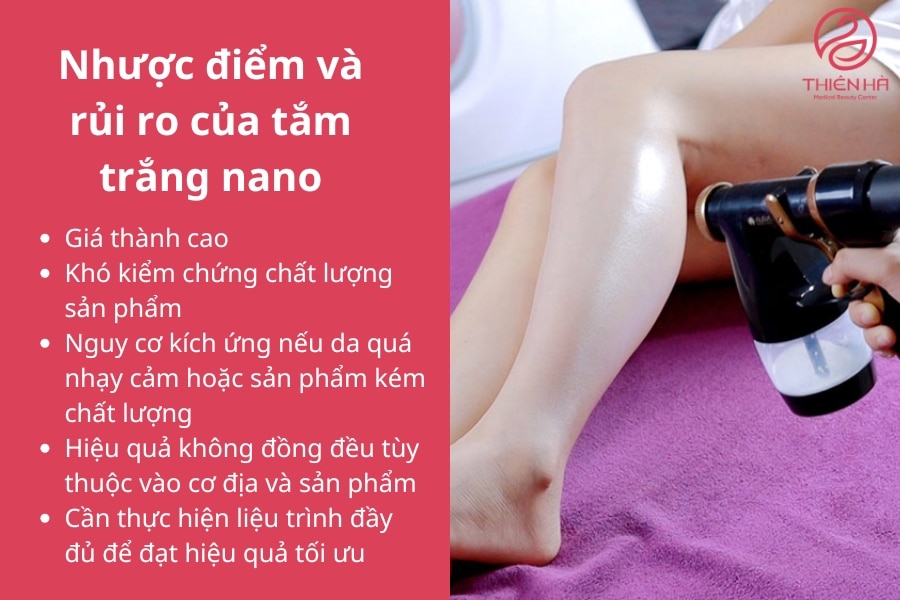 Việc hiểu rõ những nhược điểm và rủi ro của tắm trắng nano sẽ giúp bạn đưa ra quyết định sáng suốt hơn khi lựa chọn dịch vụ này.
