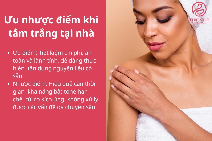 Tắm trắng tại nhà là lựa chọn lý tưởng cho những ai muốn tiết kiệm chi phí và ưu tiên sử dụng nguyên liệu tự nhiên. Tuy nhiên, nếu bạn cần hiệu quả nhanh chóng hoặc phải giải quyết các vấn đề da chuyên sâu, các liệu trình công nghệ cao tại spa sẽ là lựa chọn tốt hơn. 