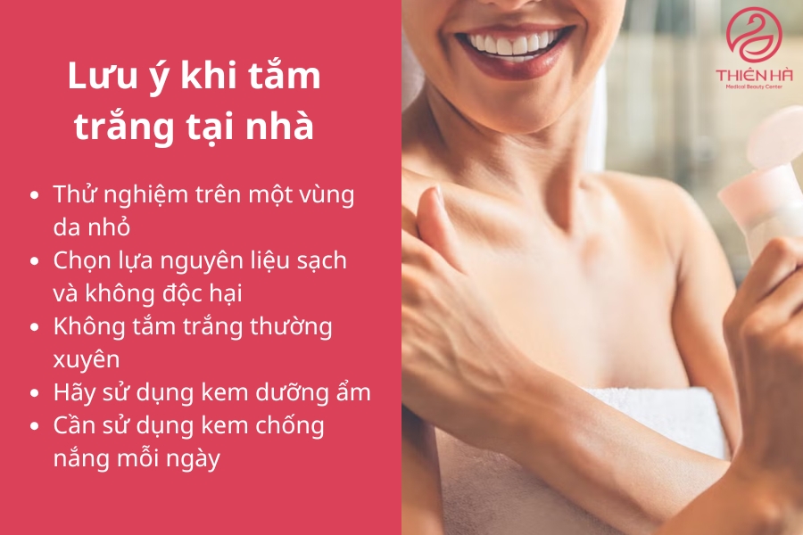 Tắm trắng tại nhà có thể mang lại hiệu quả bật tone nhanh chóng nếu bạn thực hiện đúng cách và tuân thủ các lưu ý trên. Hãy đảm bảo lựa chọn nguyên liệu an toàn, kiên trì áp dụng và chăm sóc da cẩn thận để đạt được làn da trắng sáng, mịn màng và khỏe mạnh như mong muốn. 