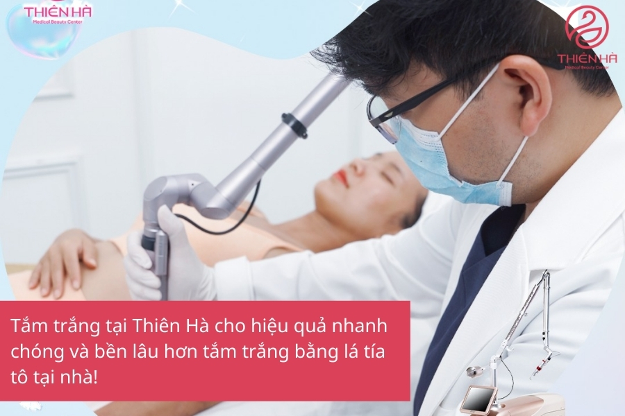 Uống nước lá tía tô chỉ cho hiệu quả làm sáng da và phải rất kiên trì, nhưng tắm trắng tại Thiên Hà bạn sẽ chỉ cần mất 3 buổi để bật đến 3 tone da