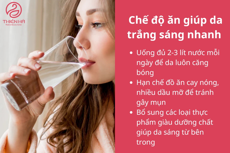 Chế độ ăn uống lành mạnh với các thực phẩm giàu vitamin và chất chống oxy hóa không chỉ giúp làm trắng da tự nhiên mà còn cải thiện sức khỏe và tăng độ đàn hồi cho da. 