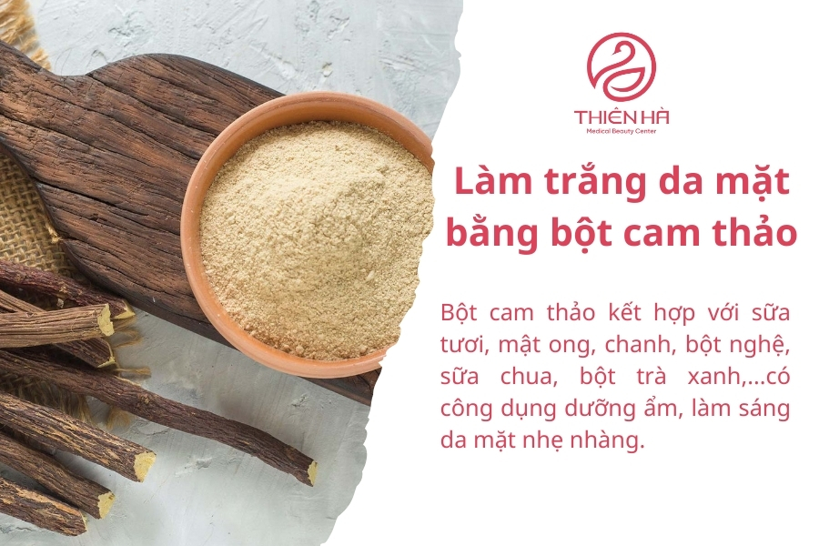 Bột cam thảo khi kết hợp đúng với cách nguyên liệu tự nhiên sẽ giúp da sáng mịn, hồng hào sau 6 tuần sử dụng