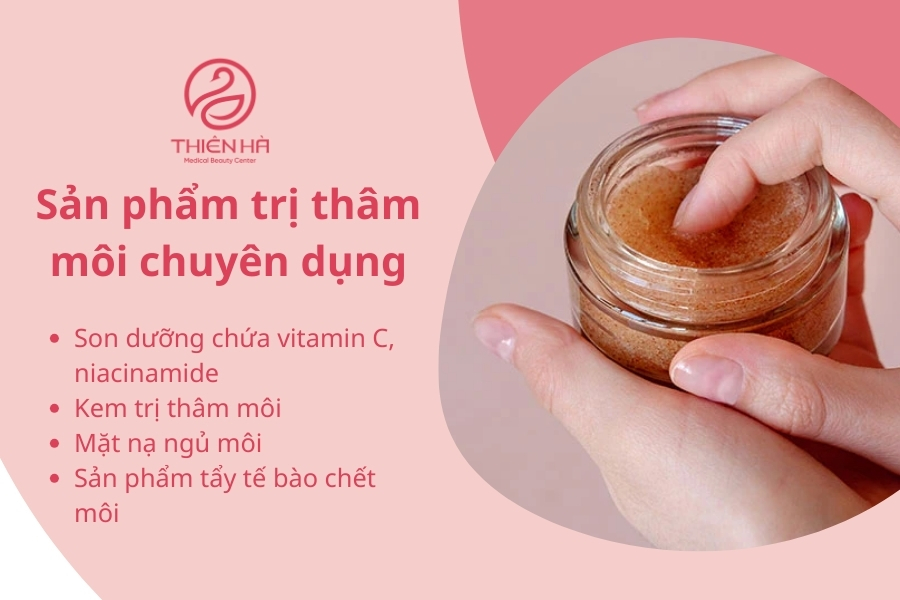 Một số sản phẩm có công dụng trị thâm môi được bán trên thị trường 