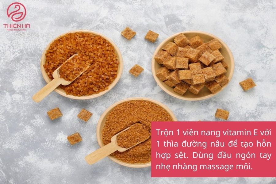Cách sử dụng chi tiết vitamin e và đường nâu để cải thiện sắc tố môi 
