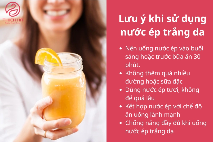 Uống nước ép trắng da đúng cách không chỉ giúp cải thiện sắc tố da mà còn mang lại nhiều lợi ích cho sức khỏe. Kết hợp với chế độ sinh hoạt khoa học và chăm sóc da hợp lý, bạn sẽ sớm sở hữu làn da trắng sáng, mịn màng như mong muốn!