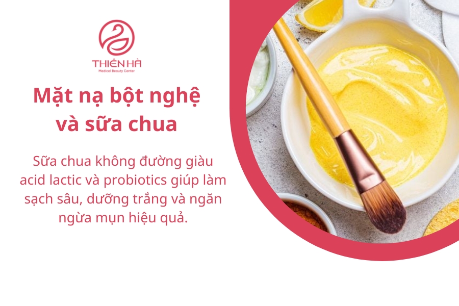 Sữa chua và bột nghệ khi kết hợp với nhau sẽ phát huy công dụng dưỡng ẩm, dưỡng trắng rất tốt 