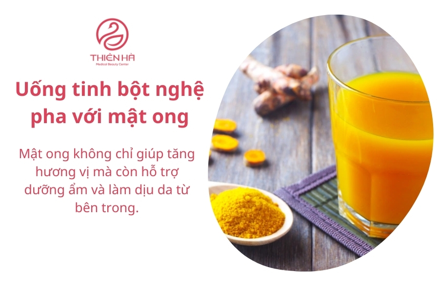 Tinh bột nghệ và mật ong không chỉ là thức uống giúp da sáng khỏe từ bên trong mà còn là bài thuốc hỗ trợ cho đường tiêu hóa rất tốt!