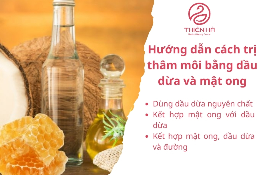 Các cách trị thâm môi bằng dầu dừa và mật ong 