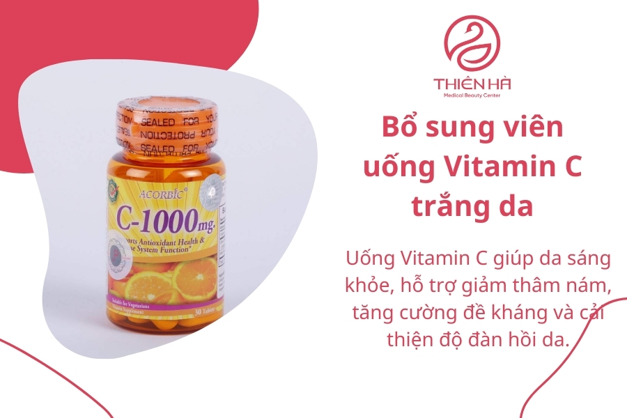 Uống vitamin C là cách được nhiều người lựa chọn khi muốn làm trắng da