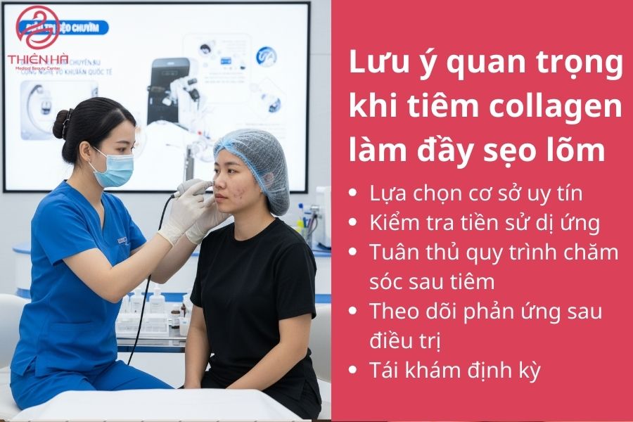 Lưu ý quan trọng khi tiêm collagen làm đầy sẹo lõm