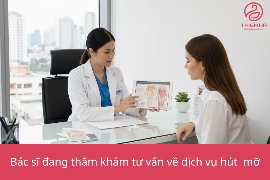 Bác sĩ tư vấn thăm khám về dịch vụ về dịch vụ hút mỡ 