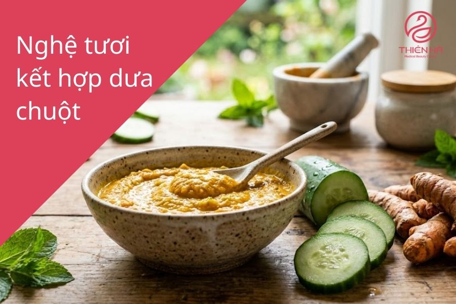 Nghệ tươi kết hợp với dưa chuột 